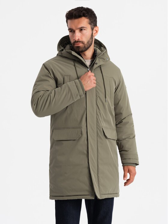 Ombre Ombre Parka OM-JALJ-0166 Khaki Regular Fit