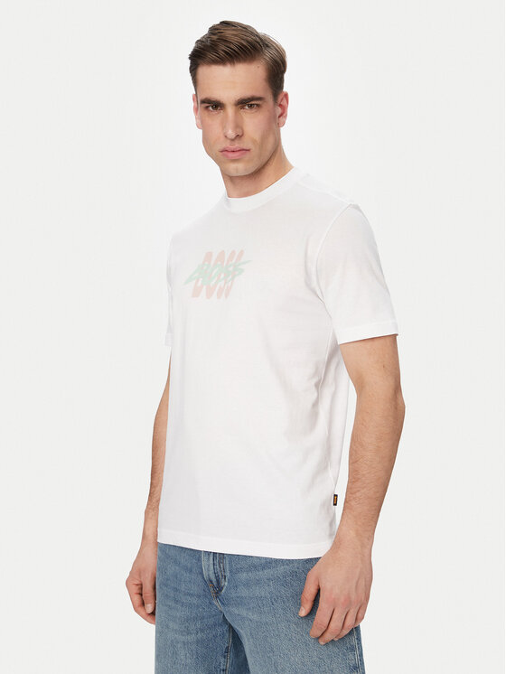BOSS Tricou Bass 50561850 Alb Regular Fit