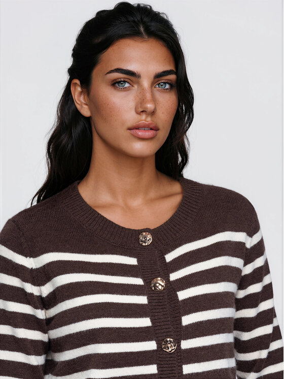 Ombre Ombre Sweter OW-SW-E0026 Brązowy Regular Fit