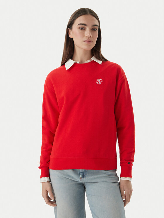 Tommy Hilfiger Hanorac Logo Embroidery WW0WW48724 Roșu Relaxed Fit