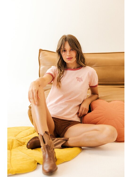 Moi Mili Moi Mili Bluzka Pink Różowy Basic Fit
