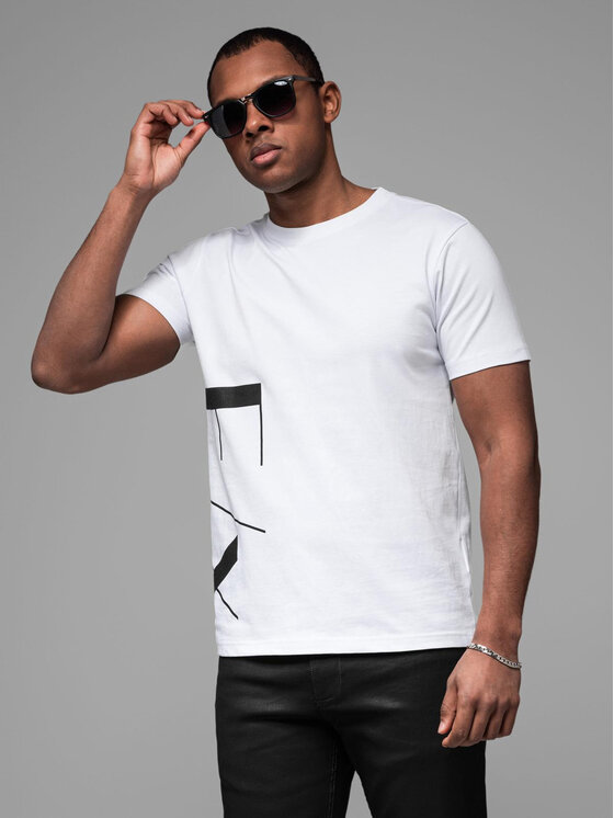 Ombre Ombre T-Shirt OM-TSPT-0213 Biały Regular Fit