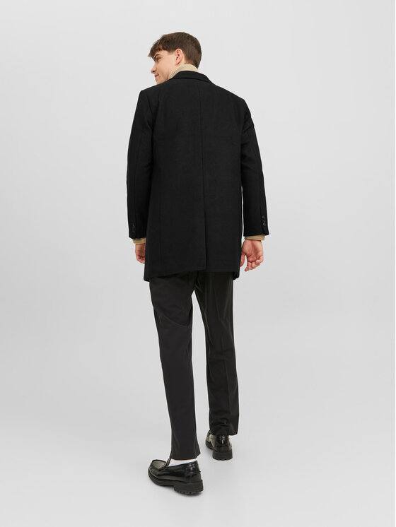 Jack&Jones Jack&Jones Płaszcz wełniany 12239008 Czarny Regular Fit