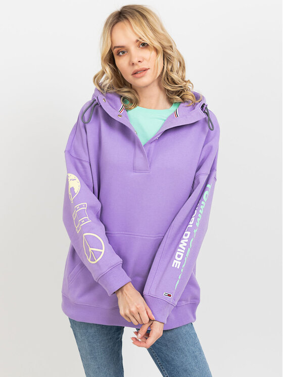 Tommy Hilfiger Tommy Hilfiger Bluza DW0DW11813-VLK R. S Fioletowy Oversize