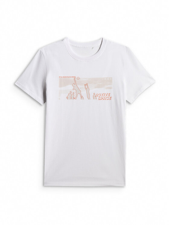 4F 4F T-Shirt BEACHWEAR Biały Regular Fit