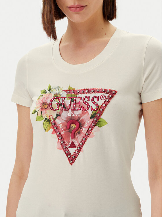Guess Guess T-Shirt W5GI10 J1314 Weiß Slim Fit