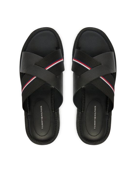 Tommy Hilfiger Tommy Hilfiger Iešļūcenes Core Hilfiger Lth Criss C Sandal FM0FM05783 Melns