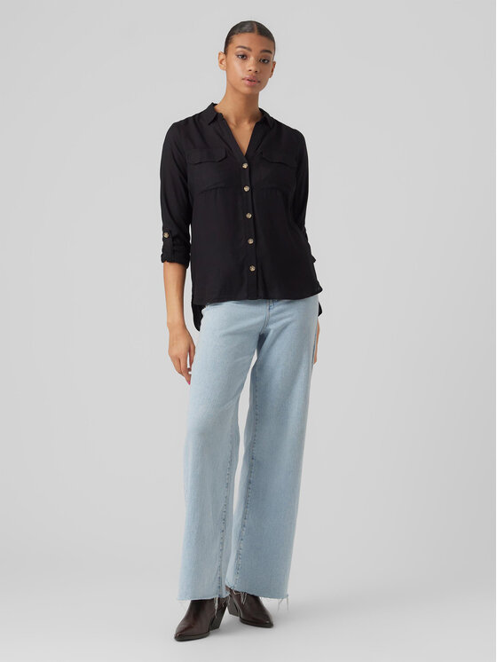 Vero Moda Vero Moda Srajca Bumpy 10275283 Črna Regular Fit