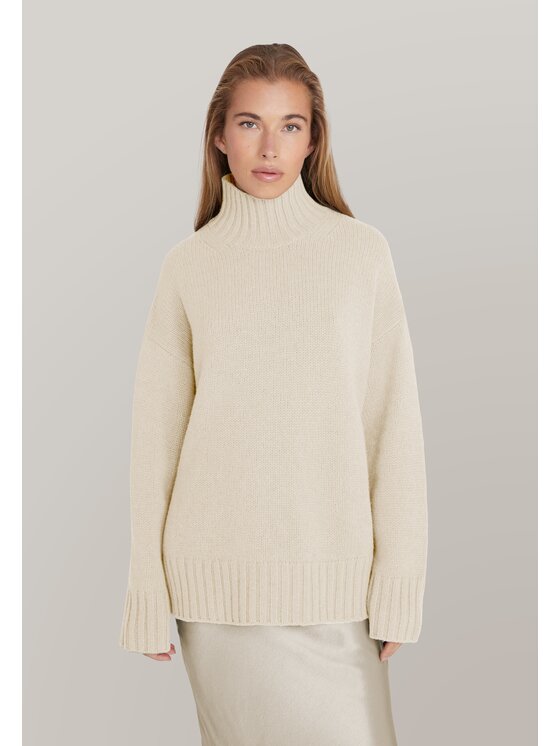 Style Republic Style Republic Golf Sweter o kroju oversize typu boxy, z mieszanki kaszmiru i wełny Biały Boxy Fit