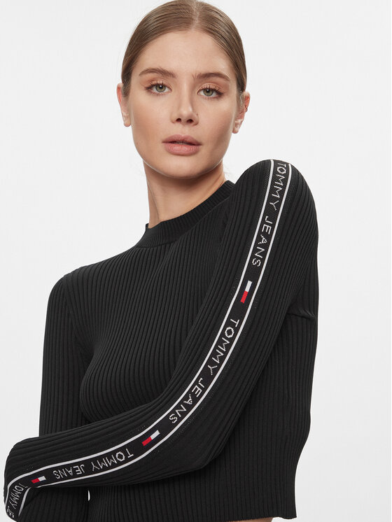 Tommy Jeans Tommy Jeans Светр Tjw Logo Taping Sweater DW0DW17247 Чорний Slim Fit