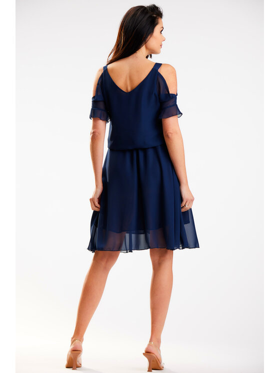 Awama Awama Sukienka letnia A572 Granatowy Basic Fit