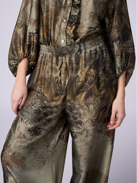 Oltre Oltre Pantaloni di tessuto P272J002360N0S5 Verde Baggy Fit