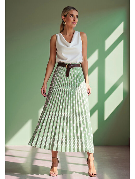 FIGL FIGL Gonna plissettata M1155 Verde Flared Fit