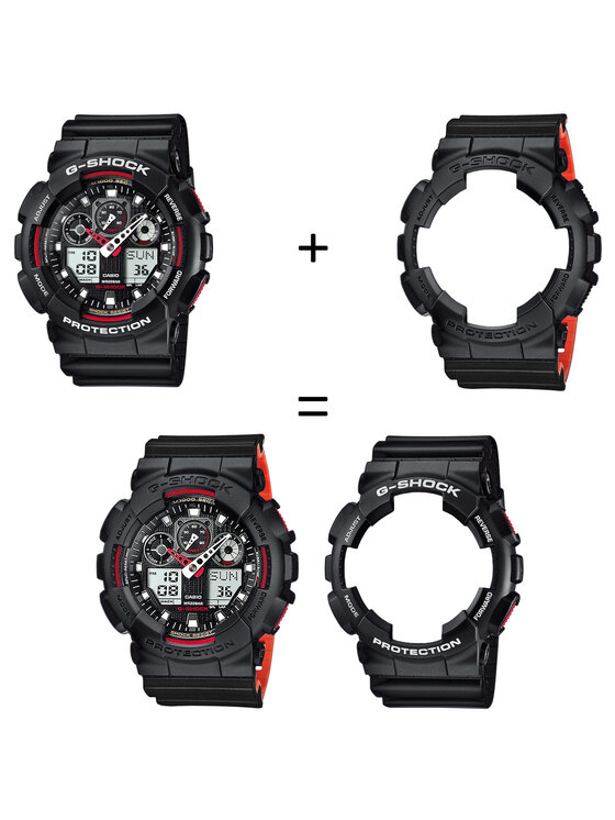 Casio Casio Zegarek SET GA-100-1A4ER + BEZEL 10358741 + PASEK 10577142 Czarny
