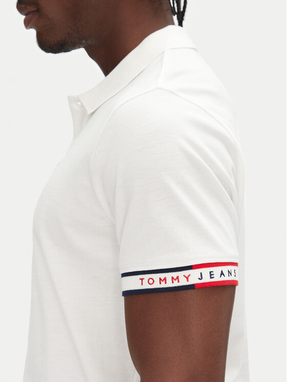Tommy Jeans Tommy Jeans Polokošile Flag Cuff DM0DM21306 Écru Slim Fit