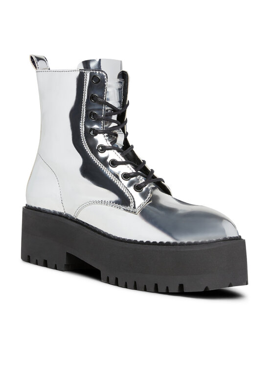 Tommy Jeans Tommy Jeans Ботильйони Tjw Flatform Zip Up Metallic EN0EN02403 Сірий