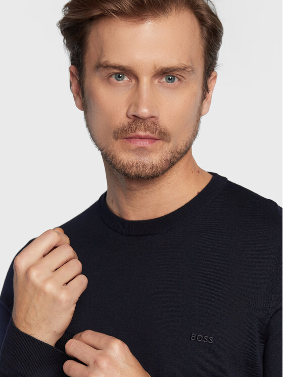 BOSS Boss Sweter Botto-L 50476364 Granatowy Regular Fit