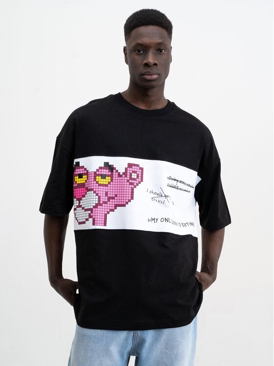Machinist Machinist T-Shirt Koszulka Z Krótkim Rękawem Oversize Czarna Machinist Pink Panther M Czarny Oversize