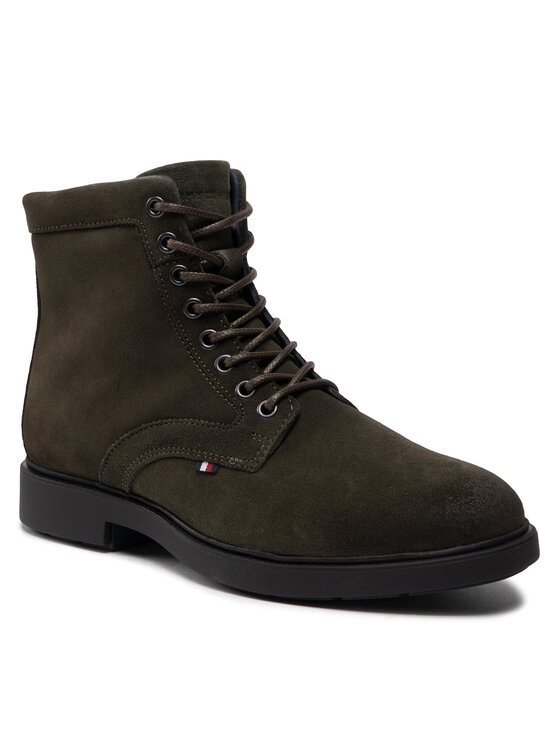 Tommy Hilfiger Ботуши Elevated Rounded Suede Lace Boot FM0FM04185 Зелен