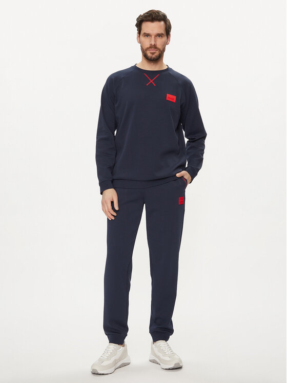 HUGO Hugo Pulóver Patch 50510535 Sötétkék Relaxed Fit