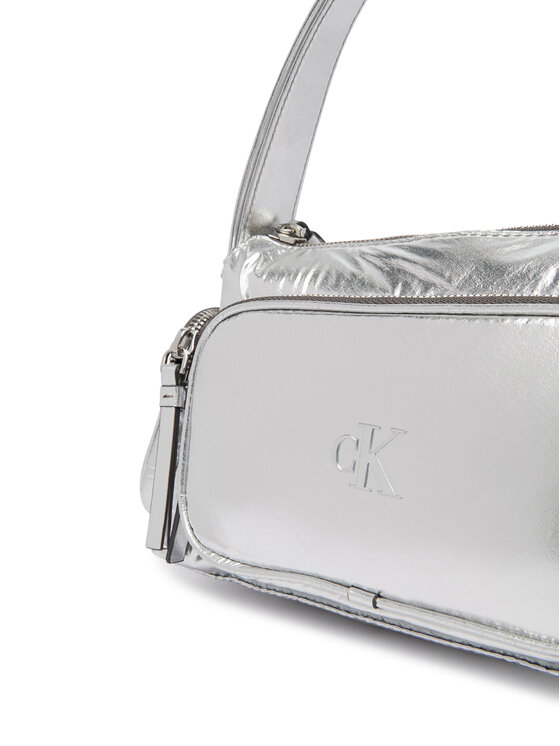 Calvin Klein Calvin Klein Torebka Pocket Silver Nylon Small Bag LV04F3443G Srebrny