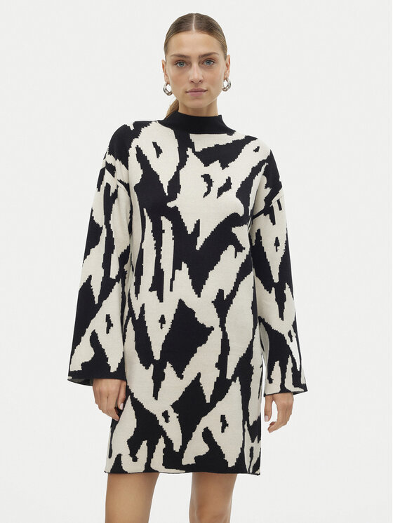 Vero Moda Vero Moda Džemper haljina Gold New Art 10311362 Crna Regular Fit