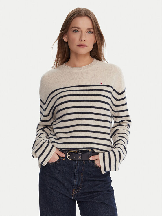 Tommy Hilfiger Tommy Hilfiger Sweater WW0WW46438 Ekru Regular Fit