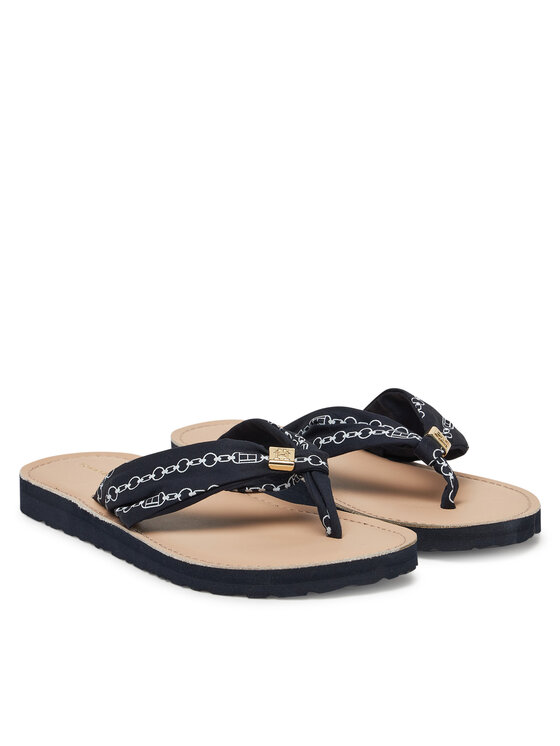 Tommy Hilfiger Tommy Hilfiger Zehentrenner Th Chain Print Elevated Sandal FW0FW08519 Dunkelblau