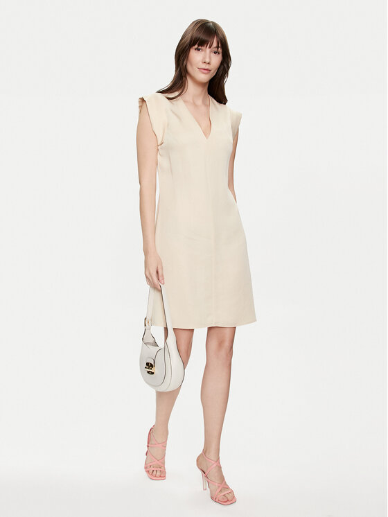 United Colors Of Benetton United Colors Of Benetton Vestito da giorno 46M4DV08O Beige Slim Fit