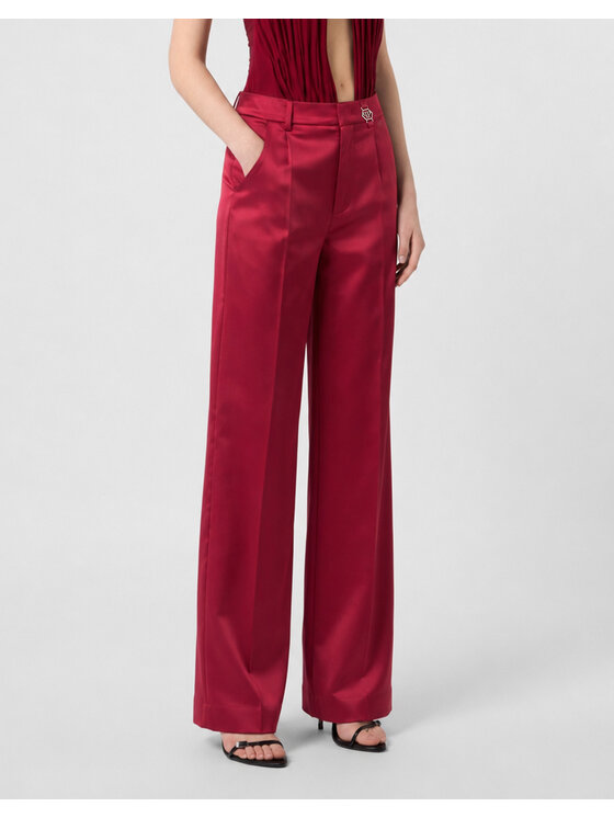 PHILIPP PLEIN PHILIPP PLEIN Spodnie materiałowe 31257 Bordowy Flare Fit