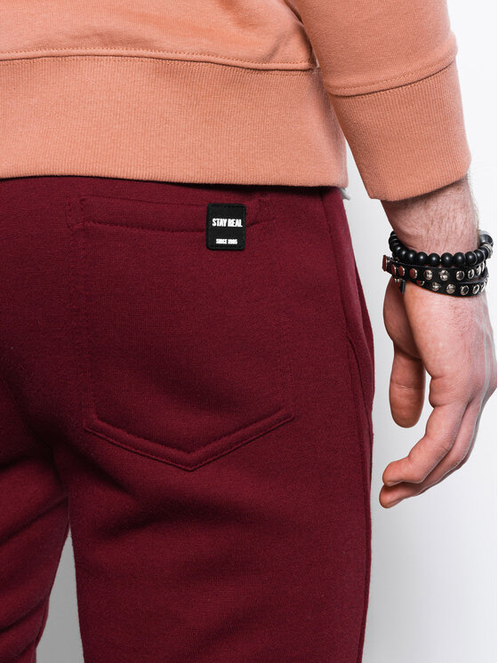 Ombre Ombre Joggers kalhoty OM-PABS-0134 Bordó Regular Fit