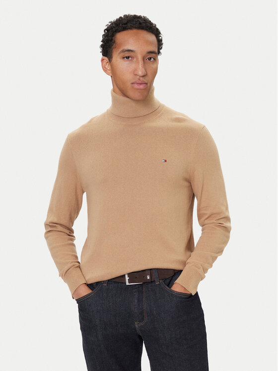 Tommy Hilfiger Tommy Hilfiger Bluză cu gât MW0MW28048 Bej Regular Fit