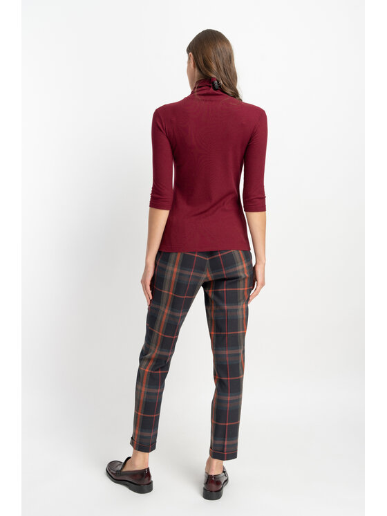 CLICK CLICK Bavlnené nohavice 30-314 Bordová Skinny Fit