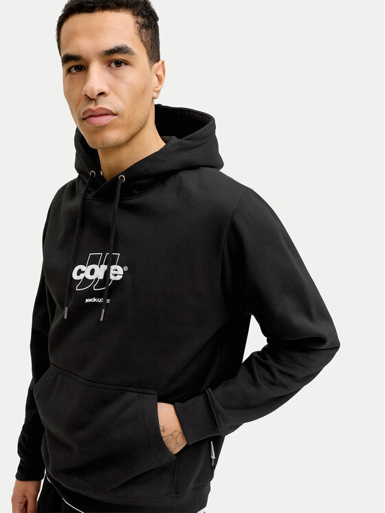 Jack & Jones Jack & Jones Džemperis ar kapuci Club 12290001 Melns Relaxed Fit