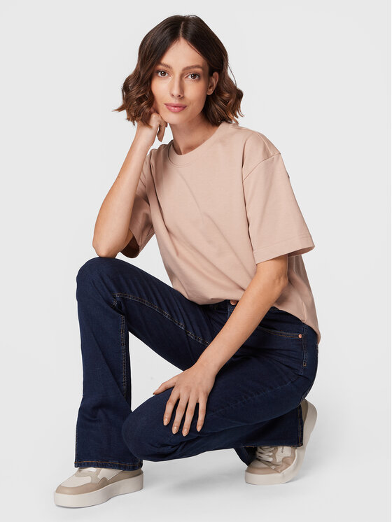 Gina Tricot Gina Tricot T-Shirt Basic 10469 Beżowy Regular Fit
