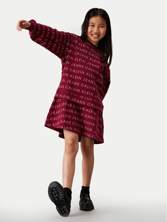 Calvin Klein Jeans Calvin Klein Jeans Vestito di maglia Logo Aop IG0IG02665 Bordeaux Regular Fit