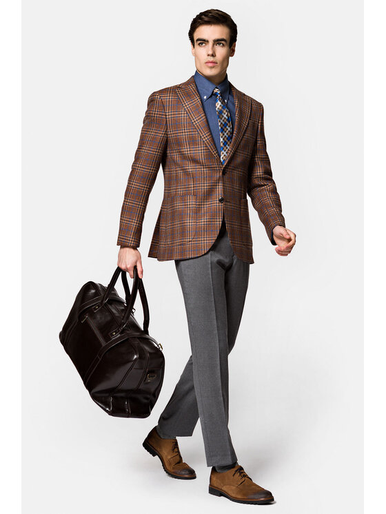 Lancerto Lancerto Marynarka Palmdale MA099222000009 Brązowy Slim Fit