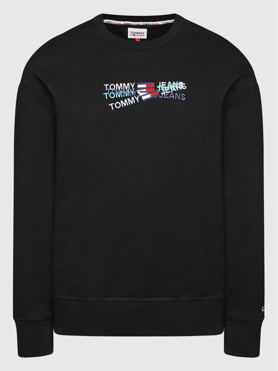 Tommy Jeans Tommy Jeans Majica dugih rukava Seasonal Straight Logo Crew DM0DM12380 Crna Relaxed Fit