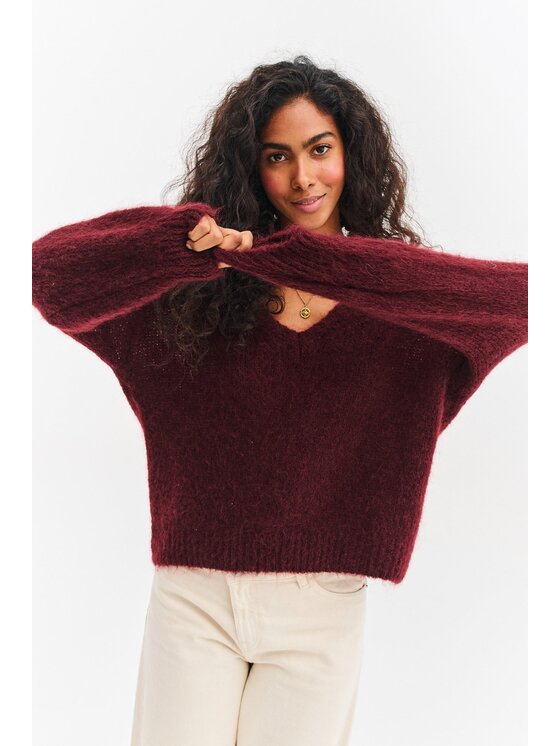 NAOKO NAOKO Sweter Berrylicious Bordowy Regular Fit