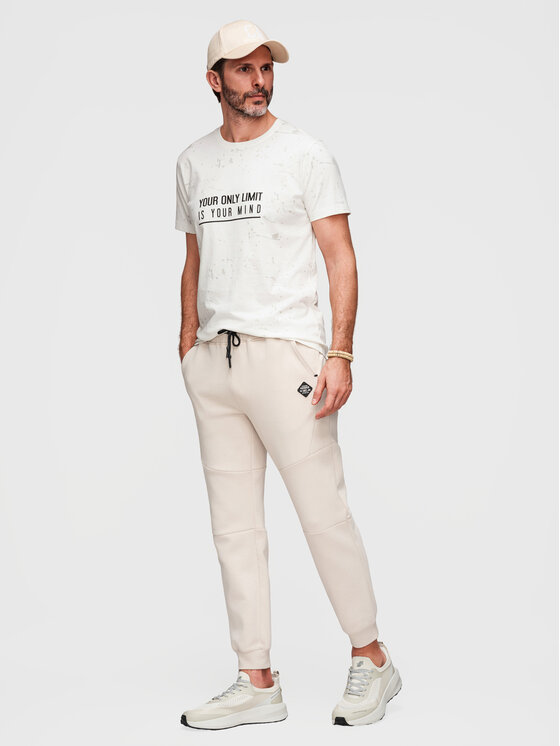 Ombre Ombre Spodnie dresowe P1520 Beżowy Regular Fit