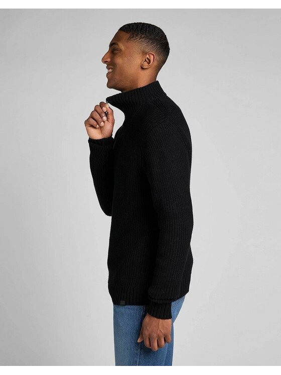 Lee Lee Sweter HALF ZIP KNIT Czarny Regular Fit