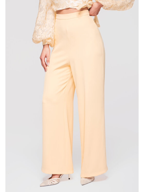Ombre Ombre Spodnie materiałowe OW-PA-E0009 Żółty Relaxed Fit