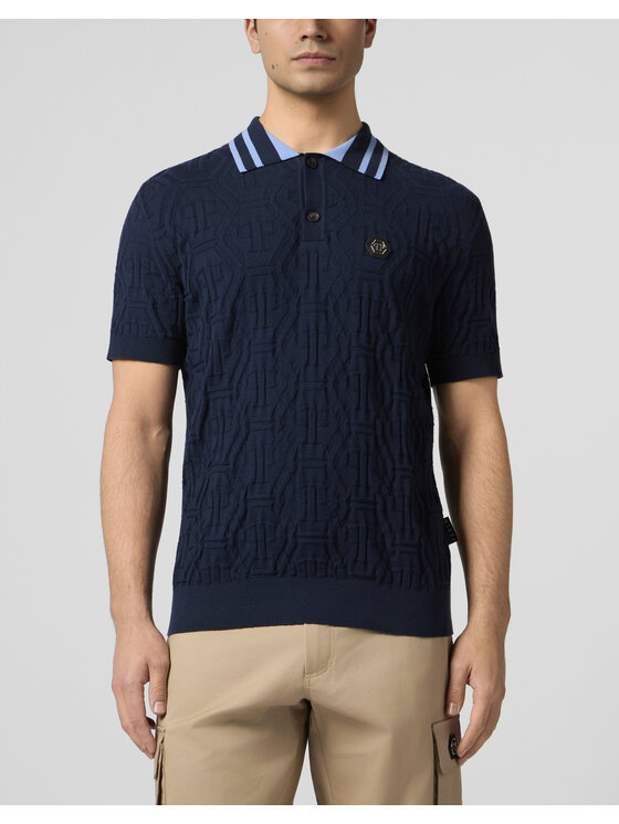 PHILIPP PLEIN PHILIPP PLEIN Polo 30018 Granatowy Regular Fit
