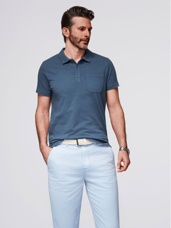 Ombre Ombre Polo OM-POWS-0142 Granatowy Regular Fit