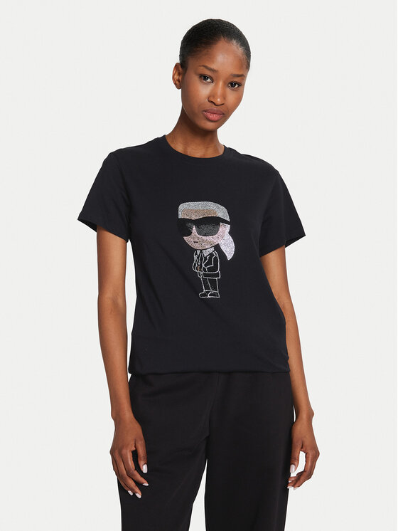 KARL LAGERFELD T-krekls Ikonik 2.0 230W1770 Melns Regular Fit