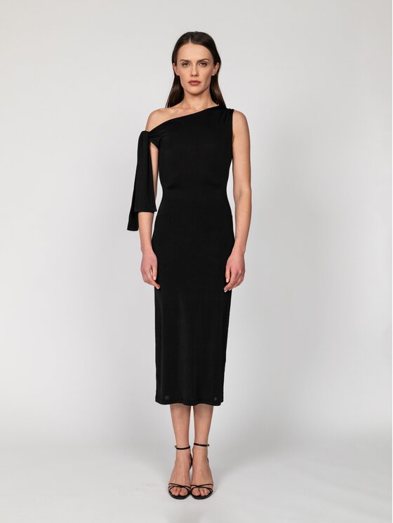 Nudyess Nudyess Sukienka codzienna Shantel Midi Czarny Fitted Fit