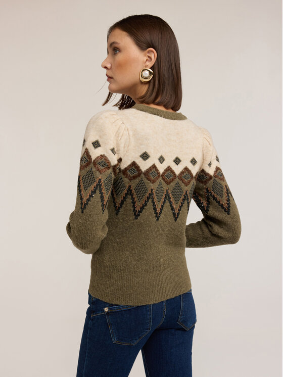 Motivi Motivi Sweter M017W103734N0R2 Zielony Regular Fit
