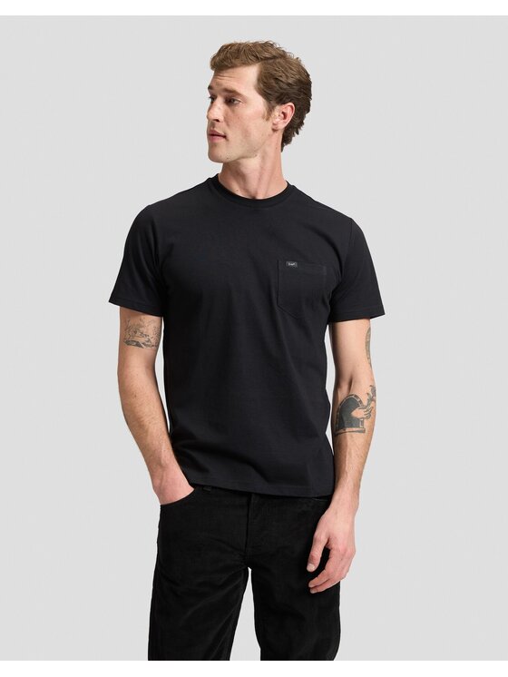 Lee Lee T-Shirt POCKET TEE Czarny Regular Fit