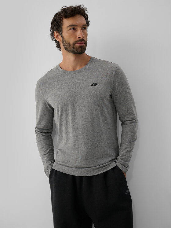4F 4F Longsleeve BASIC+ Szary Slim Fit
