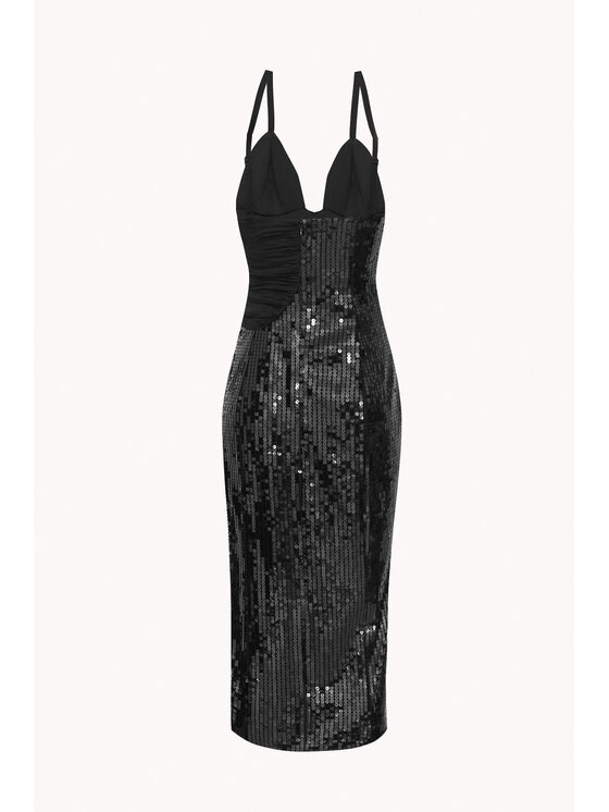 Epuzer Epuzer Sukienka wieczorowa Bustier sequin Czarny Standard Fit